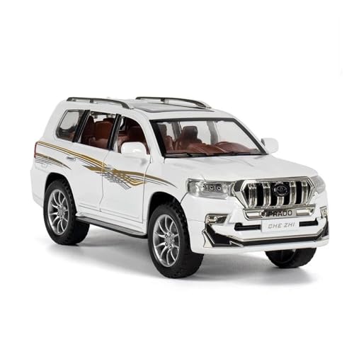 1 24 Für Toyota Prado SUV Legierung Modell Auto Diecast Geländewagen Spielzeug Modelle Sound Licht Sammlung Spielzeug Druckgussmodelle Motorfahrzeuge(White) von DUEVEL