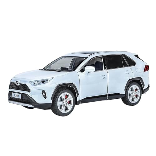 1 24 Für Toyota RAV4 SUV Geländewagen Diecast Auto Metall Legierung Modell Auto Sammlungen Hause Dekoration Druckgussmodelle Motorfahrzeuge(White) von DUEVEL