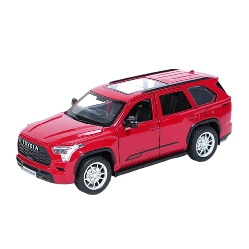 1 24 Für Toyota Sequoia SUV Spray Funktion Legierung Modell Auto Spielzeug Diecast Metall Casting Sound Und Licht Auto Spielzeug Druckgussmodelle Motorfahrzeuge(Rot) von DUEVEL