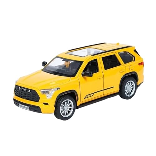 1 24 Für Toyota Sequoia SUV Spray Funktion Legierung Modell Auto Spielzeug Diecast Metall Casting Sound Und Licht Auto Spielzeug Druckgussmodelle Motorfahrzeuge(Yellow) von DUEVEL