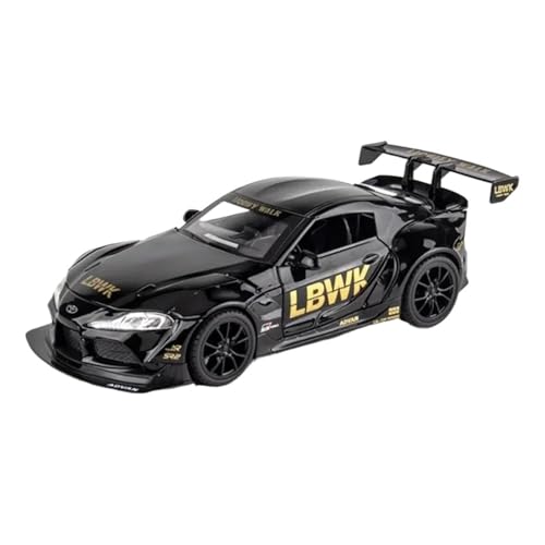 1 24 Für Toyota Supra Legierung Sport Auto Modell Diecast Spielzeug Fahrzeuge Metall Auto Modell Sound Und Licht Geschenk Druckgussmodelle Motorfahrzeuge(Schwarz) von DUEVEL