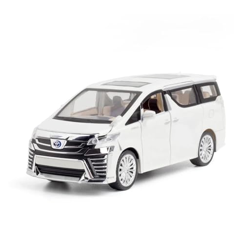 1 24 Für Toyota Vellfire MPV Van Legierung Diecast Spielzeug Fahrzeuge Metall Spielzeug Auto Modell Sound Und Licht Spielzeug Druckgussmodelle Motorfahrzeuge(White) von DUEVEL