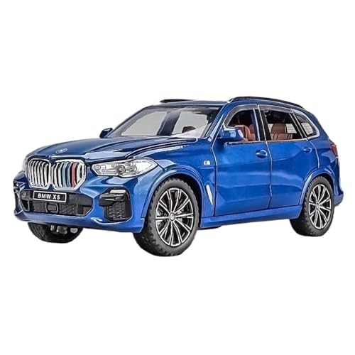 1 24 Für X5 SUV Legierung Auto Druckguss Spielzeug Fahrzeuge Auto Modell Sound Und Licht Pullback Auto Geschenke Druckgussmodelle Motorfahrzeuge(Blau) von DUEVEL