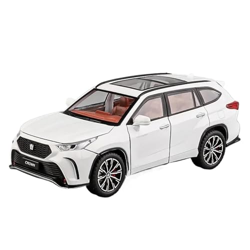 1 24 für Toyota Crown Kluger Off-Road SUV Sammlung Simulation Sound Licht Fahrzeug Spielzeug Druckgussmodelle Motorfahrzeuge(White) von DUEVEL