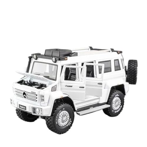 1 28 Für Unimog U5000 Legierung Auto Diecast Spielzeug Metall Geländewagen Modell Simulation Sound Und Licht Sammlung Druckgussmodelle Motorfahrzeuge(Blanco) von DUEVEL