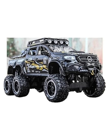 1 28 Für X-Klasse Exy 6 * 6 Reifen Pickup Legierung Auto Modell Druck Druck Metall Geländewagen Modell Simulation Sound Licht Druckgussmodelle Motorfahrzeuge(Schwarz) von DUEVEL