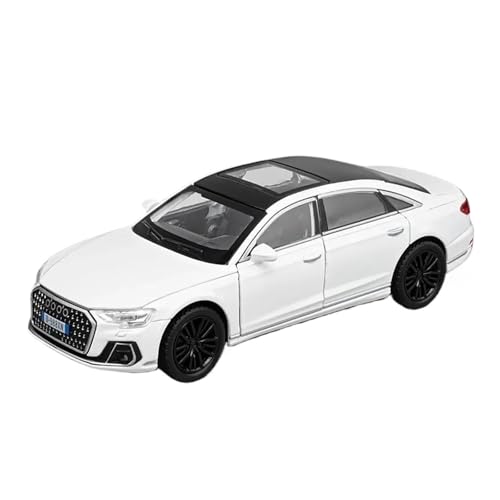 1 32 Für Audi A8 Legierung Auto Modell Diecast Metall Spielzeug Auto Sound Und Licht Junge Sammlerstücke Display Ornamente Druckgussmodelle Motorfahrzeuge(White) von DUEVEL