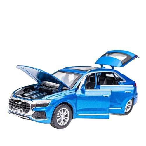 1 32 Für Audi Q8 SUV Legierung Auto Modell Sammlung Simulation Druckguss Metall Spielzeug Fahrzeuge Auto Modell Sound Und Licht Spielzeug Druckgussmodelle Motorfahrzeuge(Blau) von DUEVEL