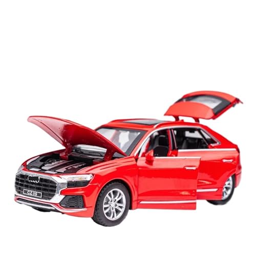1 32 Für Audi Q8 SUV Legierung Auto Modell Sammlung Simulation Druckguss Metall Spielzeug Fahrzeuge Auto Modell Sound Und Licht Spielzeug Druckgussmodelle Motorfahrzeuge(Rot) von DUEVEL