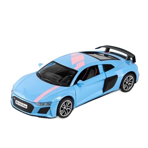 1 32 Für Audi R8 V10 Plus Supersportwagen Legierung Automodellsammlung Druckguss Metall Spielzeugfahrzeug Sound Und Licht Pull Back Druckgussmodelle Motorfahrzeuge(Blau) von DUEVEL