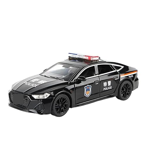 1 32 Für Audi RS7 Polizeiauto Modell Druckguss Spielzeug Fahrzeuge Simulation Sound Und Licht Spielzeug Auto Sammlung Jungen Geschenk Druckgussmodelle Motorfahrzeuge(Schwarz) von DUEVEL