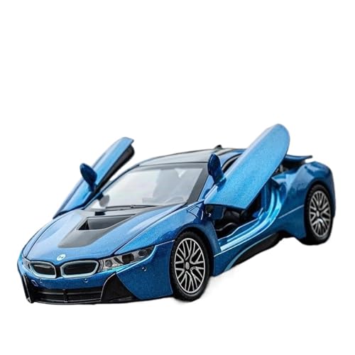 1 32 Für BWM I8 Legierung Auto Modell Hohe Simulation Druckguss Spielzeug Mit Sound Und Licht Zurückziehen Fahrzeuge Druckgussmodelle Motorfahrzeuge(Blau) von DUEVEL