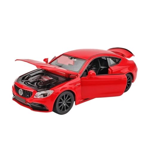 1 32 Für Benz C63S Coupe Legierung Sportwagen Modell Druckguss Metall Spielzeug Fahrzeuge Auto Modell Sammlung Simulation Sound Licht Druckgussmodelle Motorfahrzeuge(Rot) von DUEVEL