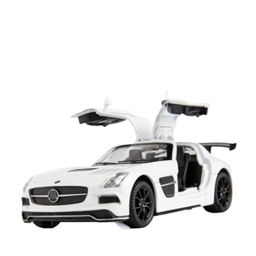 1 32 Für Benz SLS AMG-GT Sportwagenmodell Aus Legierung, Automodell Aus Metalldruckguss, Hochsimuliertes Spielzeug Mit Ton Und Licht Druckgussmodelle Motorfahrzeuge(White) von DUEVEL