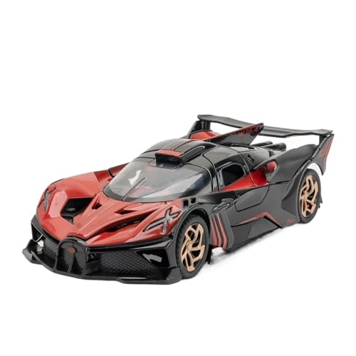 1 32 Für Bugatti Bolide, Hochsimuliertes Modellauto Aus Druckgussmetalllegierung, Sound- Und Licht-Pullback-Kollektion, Spielzeug Druckgussmodelle Motorfahrzeuge(Rot) von DUEVEL