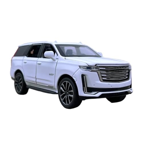1 32 Für Cadillac Escalade Geländewagen Fahrzeug Spielzeug Simulation Metalllegierung Modellauto Mit Sound Licht Und Pull Back Druckgussmodelle Motorfahrzeuge(White) von DUEVEL