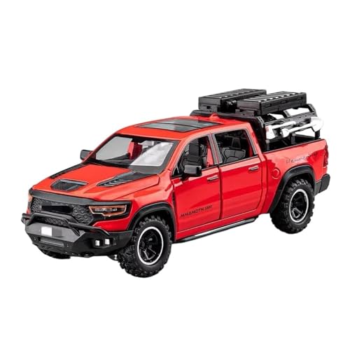 1 32 Für Dodge Mammoth 1000 TRX Legierung Pickup LKW Modell Diecast Metall Spielzeug Off-Road Fahrzeug Simulation Sound & Licht Druckgussmodelle Motorfahrzeuge(Rot) von DUEVEL