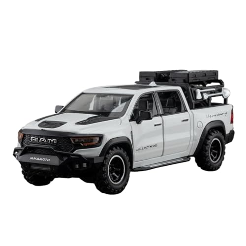 1 32 Für Dodge Mammoth1000 TRX Legierung Pickup Auto Diecast Metall Off-Road Simulation Sound Und LightToy Erwachsene Sammlung Druckgussmodelle Motorfahrzeuge(White) von DUEVEL