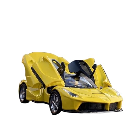 1 32 Für Ferrari LaFerrari Sportwagenmodell Aus Legierung, Druckguss-Metallmodell, Hochsimuliertes Spielzeugauto Mit Sound Und Licht Druckgussmodelle Motorfahrzeuge(Yellow) von DUEVEL