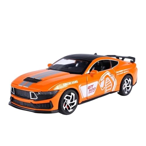 1 32 Für Ford Mustang Shelby GT500 Legierung Guss Spielzeugauto Modell Sound Und Licht Metall Automodell Spielzeug Sammlerstück Geschenk Druckgussmodelle Motorfahrzeuge(Orange) von DUEVEL