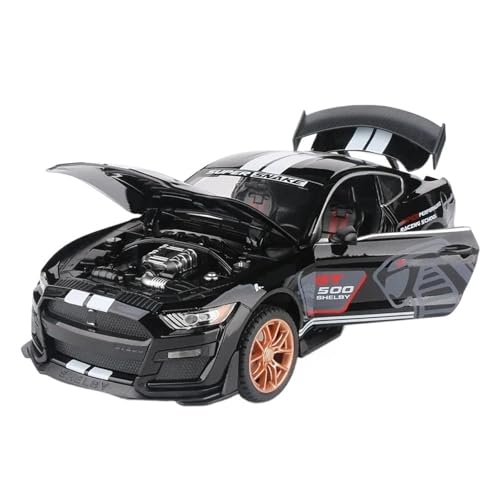 1 32 Für Ford Mustang Shelby GT500 Legierung Sportwagen Modell Simulation Diecast Metall Auto Modell Sound Und Licht Spielzeug Druckgussmodelle Motorfahrzeuge(Schwarz) von DUEVEL