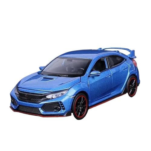 1 32 Für Honda Civic Type-R Spielzeugauto Metallspielzeug Druckgussfahrzeuge Automodell Mit Sound Und Licht Pull Back Autospielzeug Druckgussmodelle Motorfahrzeuge(Blau) von DUEVEL