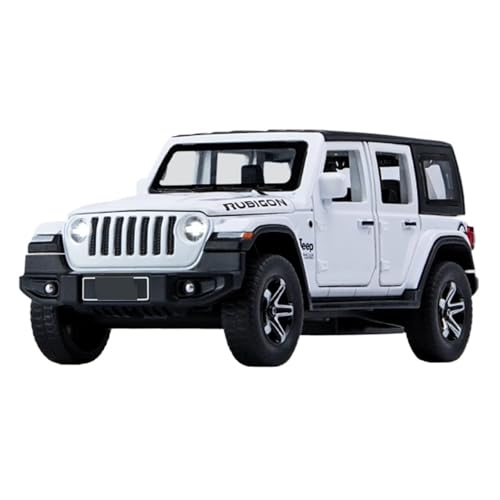 1 32 Für Jeeps Wrangler Rubicon Legierung Automodell Druckguss Metall Geländewagen Automodell Simulation Sound Und Licht Druckgussmodelle Motorfahrzeuge(White) von DUEVEL