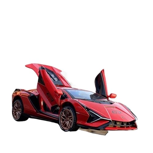 1 32 Für Lamborghini SIAN Legierung Super Sport Auto Modell Druckguss Spielzeug Metall Auto Modell Simulation Sound Licht Spielzeug Druckgussmodelle Motorfahrzeuge(Rot) von DUEVEL