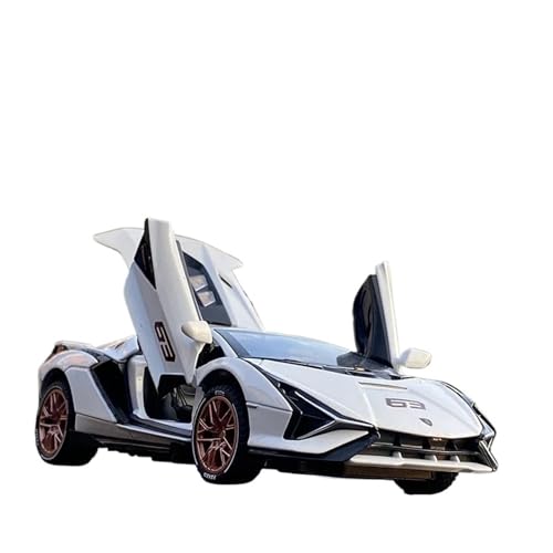 1 32 Für Lamborghini SIAN Legierung Super Sport Auto Modell Druckguss Spielzeug Metall Auto Modell Simulation Sound Licht Spielzeug Druckgussmodelle Motorfahrzeuge(White) von DUEVEL