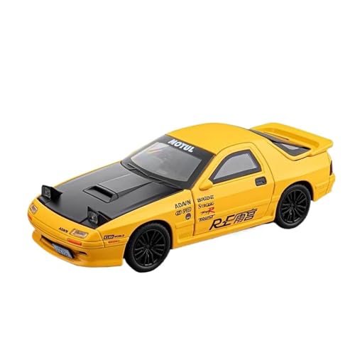 1 32 Für Mazda RX7 Legierung Sportwagen Diecast Metal Modified Racing Modell Sound Und Licht Simulation Spielzeug Druckgussmodelle Motorfahrzeuge(Yellow) von DUEVEL