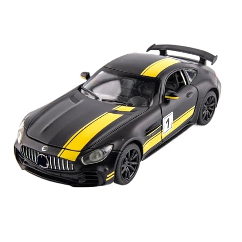 1 32 Für Mercedes Benz AMG GTR Sportwagen Druckguss Metalllegierung Modell Sammlung Auto Sound Light Pull Back Spielzeug Druckgussmodelle Motorfahrzeuge(Yellow) von DUEVEL