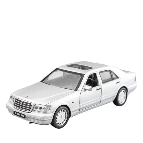 1 32 Für Mercedes-Benz S-W140 Metall Miniatur Automodell Kreatives Ornament Für Jungenspielzeug Druckgussmodelle Motorfahrzeuge(White) von DUEVEL