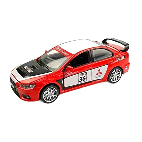 DUEVEL 1 32 Für Mitsubishi Lancer Evo X Alloy Car Model Diecast Open Door Sound Und Light Alloy Racing Toy Druckgussmodelle Motorfahrzeuge(Rot) von DUEVEL