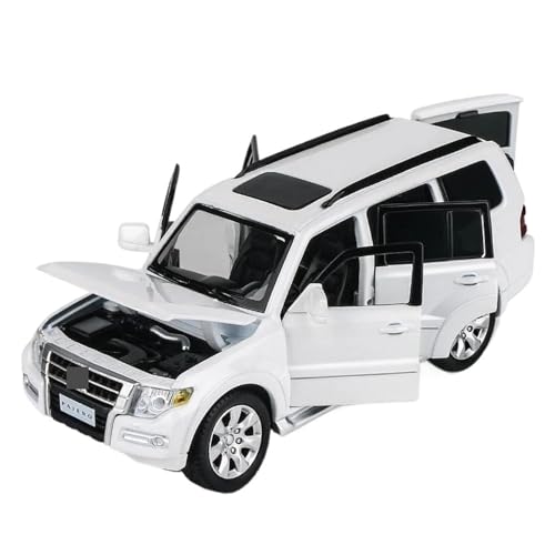 1 32 Für Mitsubishi Pajero SUV Sport Miniatur Druckguss Legierung Auto Modell Fahrzeug Spielzeug Sound & Licht Sammlung Druckgussmodelle Motorfahrzeuge(White) von DUEVEL