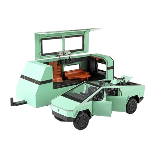 1 32 Für Neue Tesla RV Solar Abdeckung Simulation Legierung Pickup Geländewagen Modell Dekoration Auto Spielzeug Druckgussmodelle Motorfahrzeuge(Grün) von DUEVEL