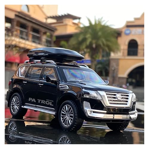 1 32 Für Nissan Patrol SUV Auto-Modell, Metall, Mit Hochsimulation, Klang Und Licht, Sammlungsmodell Geländewagen Druckgussmodelle Motorfahrzeuge(Schwarz) von DUEVEL