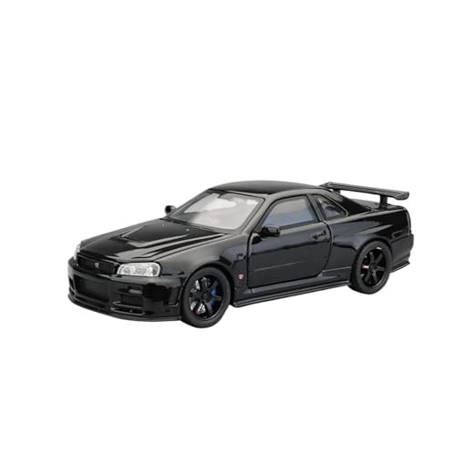 1 32 Für Nissan Skyline GTR-R34 Legierung Auto Modell Diecast Metall Racing Auto Fahrzeuge Modell Sound Und Licht Spielzeug Druckgussmodelle Motorfahrzeuge(Schwarz) von DUEVEL