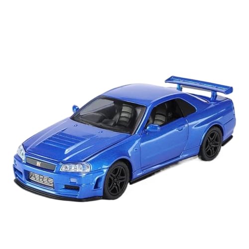 1 32 Für Nissan Skyline GTR R34 Legierung Maßstab Modell CarMetal Fahrzeug SoundLight Sammeln Spielzeug Druckgussmodelle Motorfahrzeuge(Blau) von DUEVEL