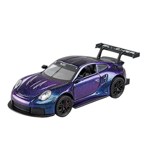 1 32 Für Porsche 911 GT3 RS Supercar High Simulation Collection Druckguss-Metalllegierung Modellauto Sound Light Pull Back Spielzeug Druckgussmodelle Motorfahrzeuge(Purple) von DUEVEL