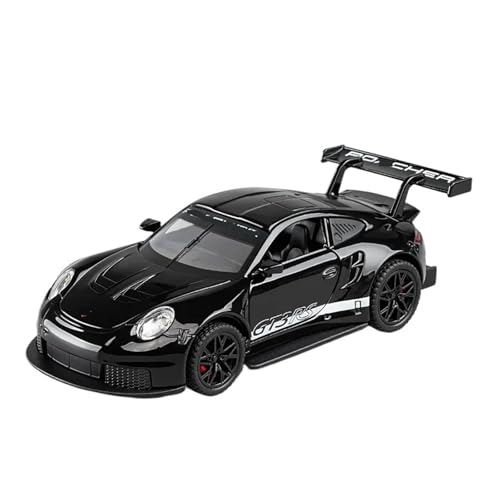 1 32 Für Porsche 911 GT3 RS Supercar High Simulation Collection Druckguss-Metalllegierung Modellauto Sound Light Pull Back Spielzeug Druckgussmodelle Motorfahrzeuge(Schwarz) von DUEVEL