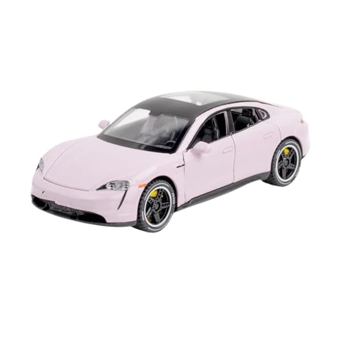 1 32 Für Porsche Taycan Hochsimulation Druckguss-Metalllegierung Modellauto Sound Light Pull Back Collection Spielzeug Druckgussmodelle Motorfahrzeuge(Rosa) von DUEVEL
