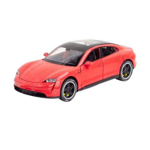 1 32 Für Porsche Taycan Hochsimulation Druckguss-Metalllegierung Modellauto Sound Light Pull Back Collection Spielzeug Druckgussmodelle Motorfahrzeuge(Rot) von DUEVEL