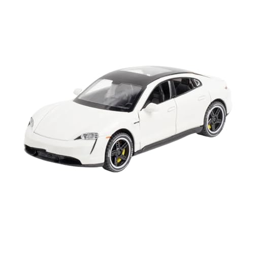 1 32 Für Porsche Taycan Hochsimulation Druckguss-Metalllegierung Modellauto Sound Light Pull Back Collection Spielzeug Druckgussmodelle Motorfahrzeuge(White) von DUEVEL