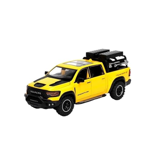 1 32 Für RAM Mammoth Pickup SUV Druckguss Metall Modell Auto Spielzeug Zurückziehen Sound Und Licht Druckgussmodelle Motorfahrzeuge(Yellow Box) von DUEVEL