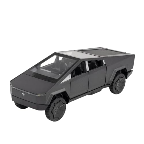 1 32 Für Tesla Cybertruck Pickup Legierung Auto Modell Diecast Spielzeug Fahrzeug Sound Und Licht Autos Modell Druckgussmodelle Motorfahrzeuge(Gray) von DUEVEL