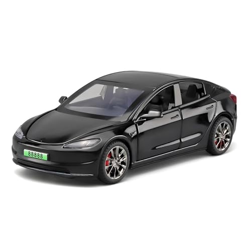 1 32 Für Tesla Model 3 2024 Legierungsautomodell Metallautomodell Hohe Simulation Sound- Und Lichtkollektion Trendiges Spielzeug Druckgussmodelle Motorfahrzeuge(Schwarz,A) von DUEVEL