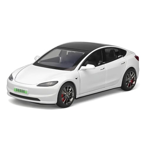 1 32 Für Tesla Model 3 2024 Legierungsautomodell Metallautomodell Hohe Simulation Sound- Und Lichtkollektion Trendiges Spielzeug Druckgussmodelle Motorfahrzeuge(White,A) von DUEVEL