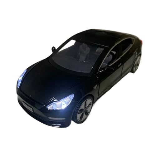 1 32 Für Tesla Model 3 Legierung Automodell Druckguss & Spielzeugfahrzeuge Sound Pull Back Auto Für Jungen Spielzeug Druckgussmodelle Motorfahrzeuge(Schwarz) von DUEVEL