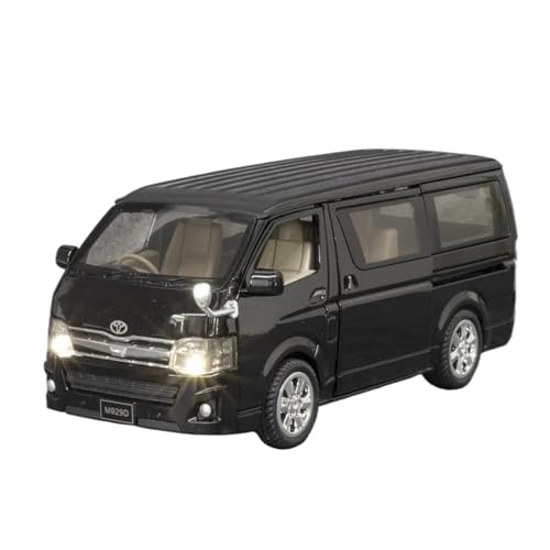 1 32 Für Toyota HIACE Legierung Auto Modell Druckguss Metall Spielzeug Fahrzeuge Auto Modell Mit Sound Und Licht Sammlerstücke Druckgussmodelle Motorfahrzeuge(Schwarz) von DUEVEL