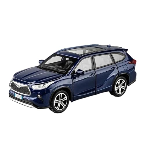 1 32 Für Toyota Highlander 2023 SUV Legierung Druckguss Spielzeug Auto Modell Sound Und Licht Zurückziehen Spielzeug Druckgussmodelle Motorfahrzeuge(Blau) von DUEVEL